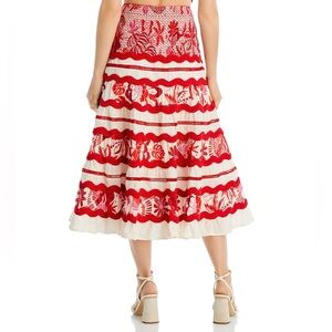 Farm RIO Red and White Floral Women's Skirt